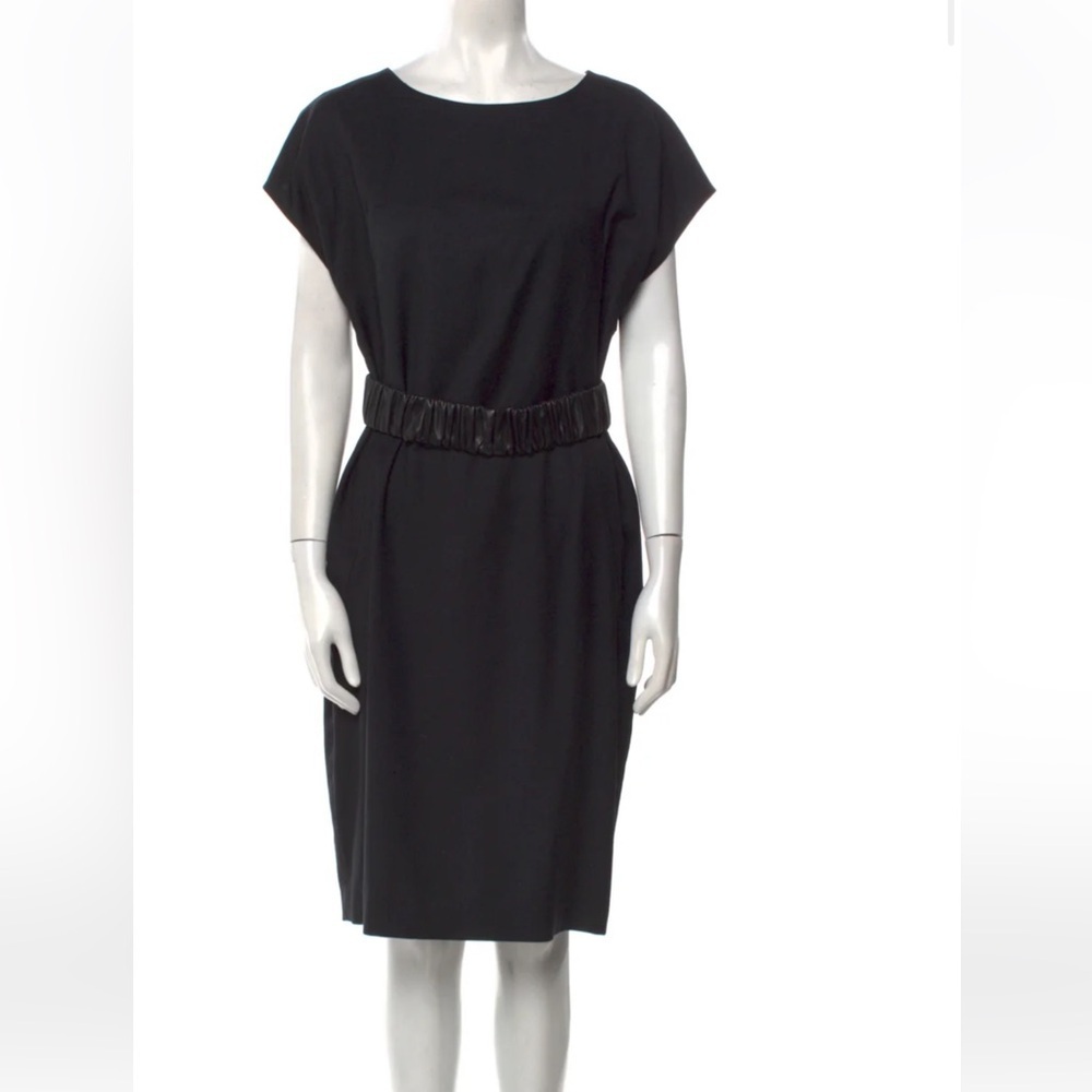 Ports 1961 Women Wool Leather Mini Classic Black Dress 4 Dark Academia‎ office